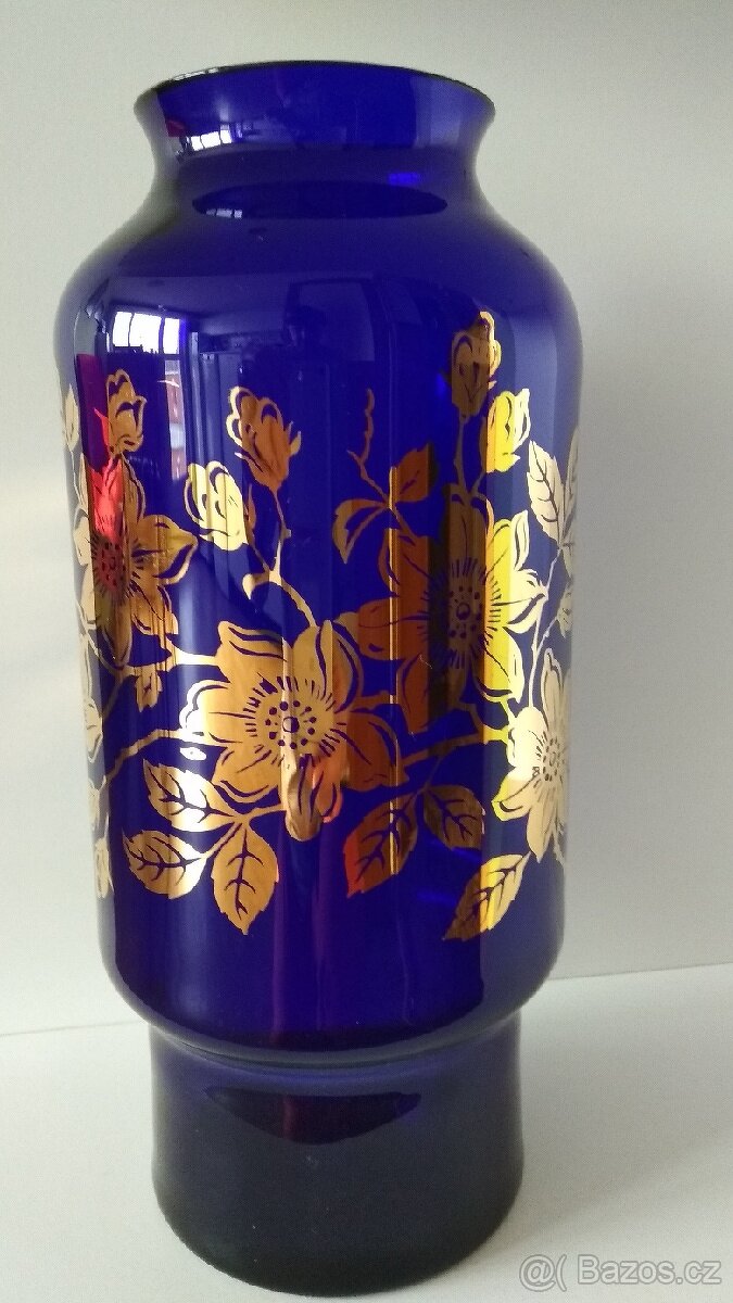 Modrá číše,váza, ozdobné láhve,skleněné džbány - 3