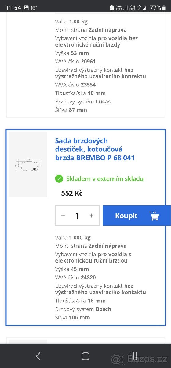 Sada Brzdových destiček - 3