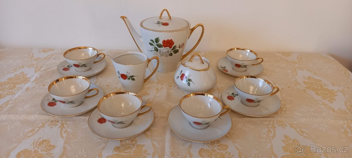 Starožitný porcelánový čajový kávový servis - 3