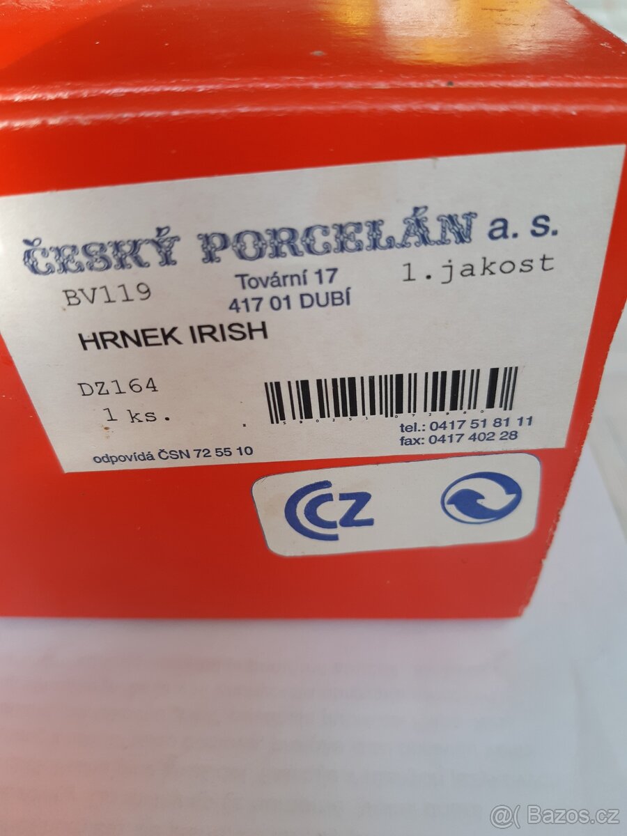 Nepužívaný porcelánový malovaný hrnek Irish - 3