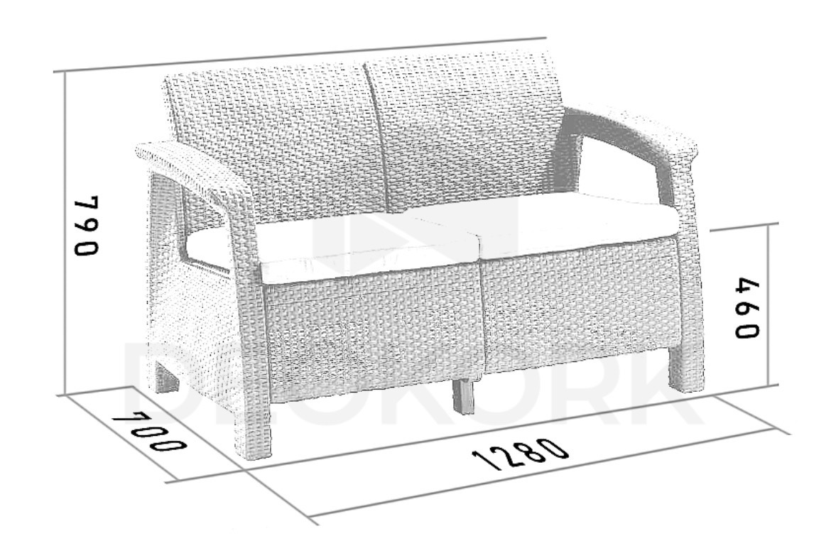 Zahradní nábytek box set dvousedačka + dvě křesla + stůl ant - 3