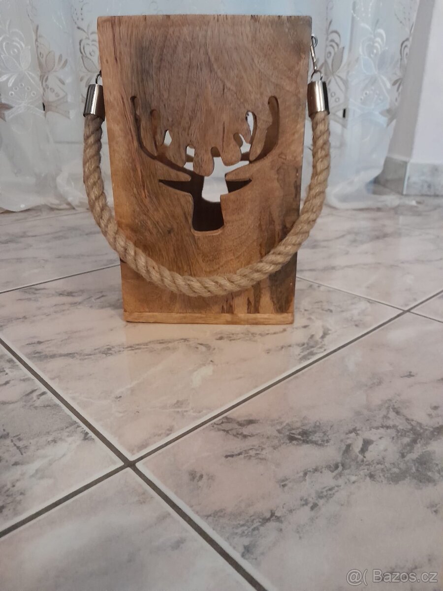 Dřevěná lucerna na svíčku - 3