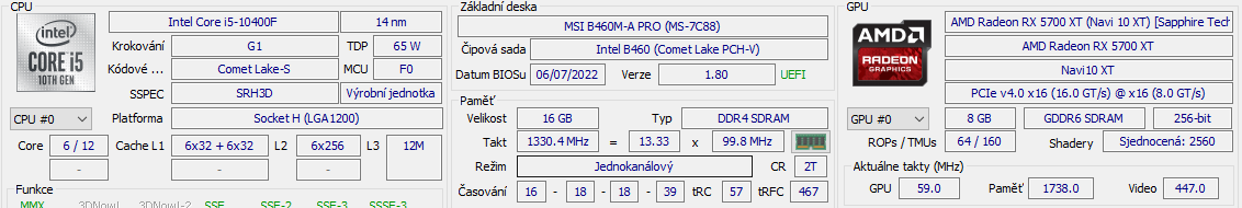 Herní PC RX 5700XT / i5 - 10400F / MSI B460M-A PRO - 3