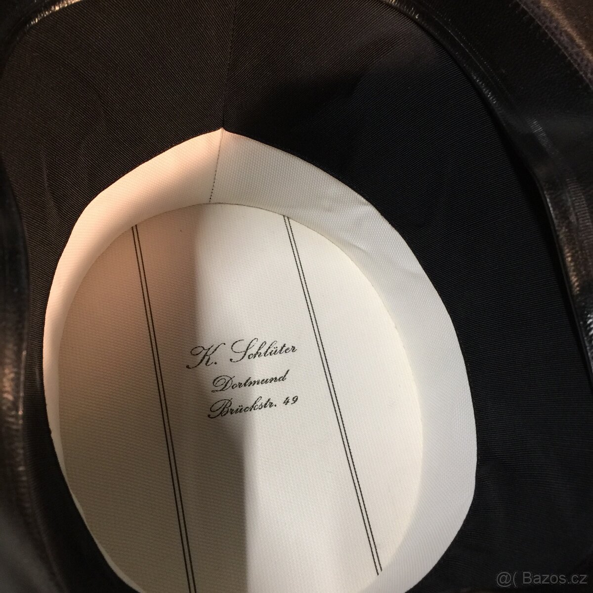 secesní cylindr starý skládací hedvábný klobouk rukavice - 3