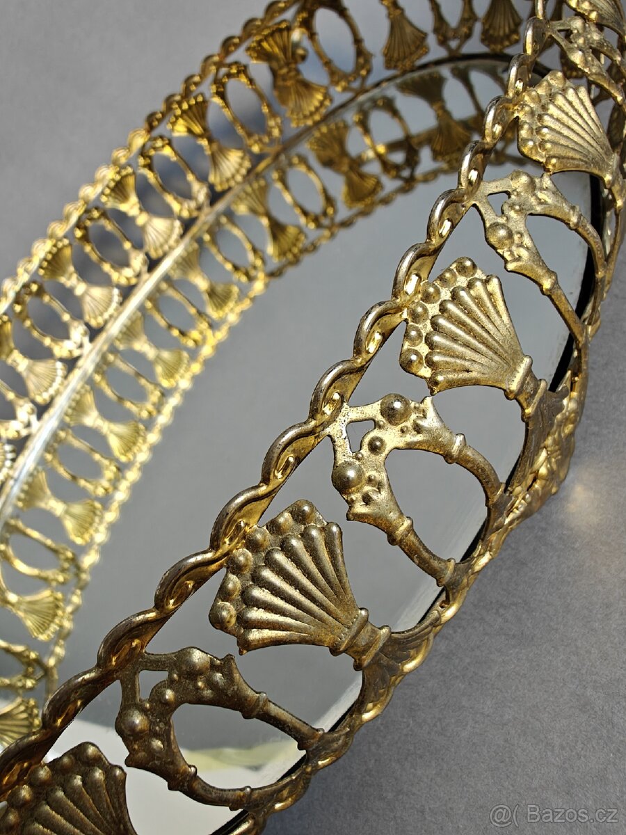 Zrcadlový podnos v kovovém rámu. - 3