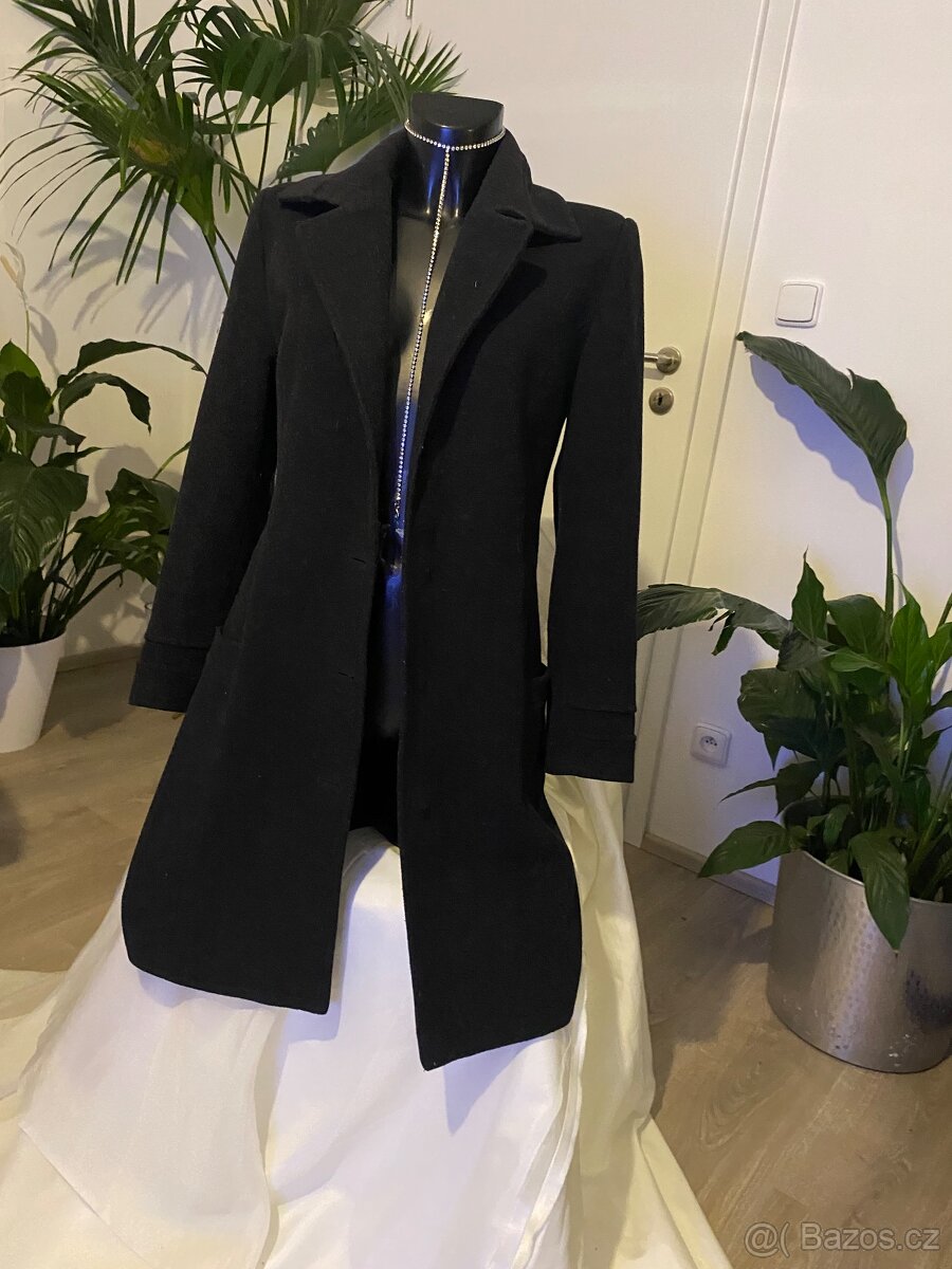 Guess 100 % kasmir kasmirovy vlneny cerny kabat - 3