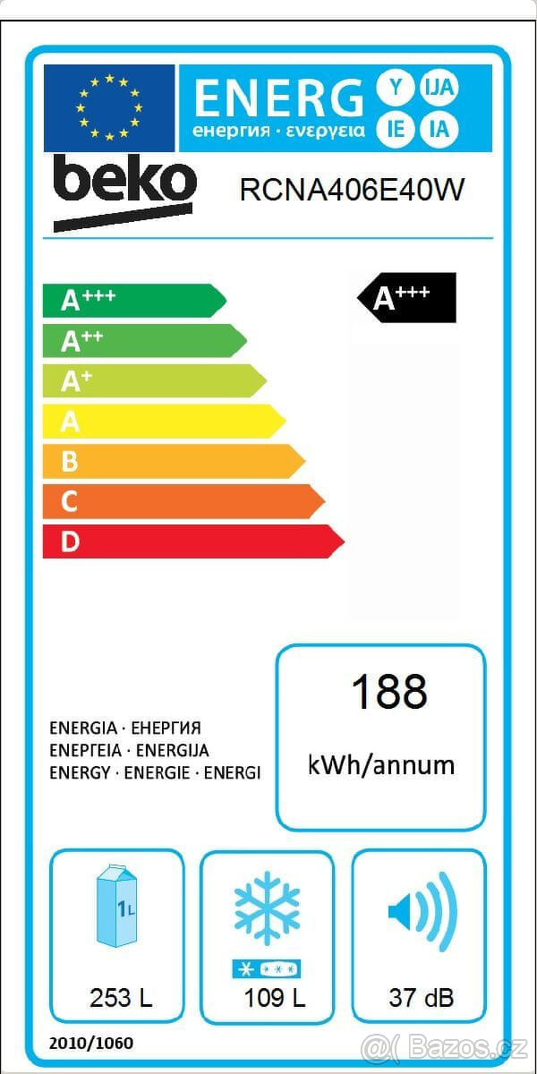 velká lednice (s mrazákem) Beko RCNA406E40W - 3