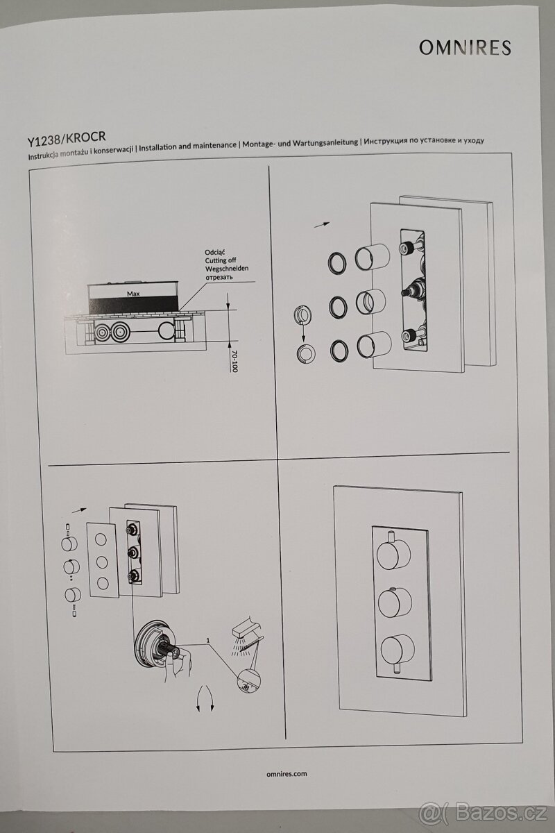 OMNIRES - Y termostatická vanová baterie podomítková 3-cestn - 3