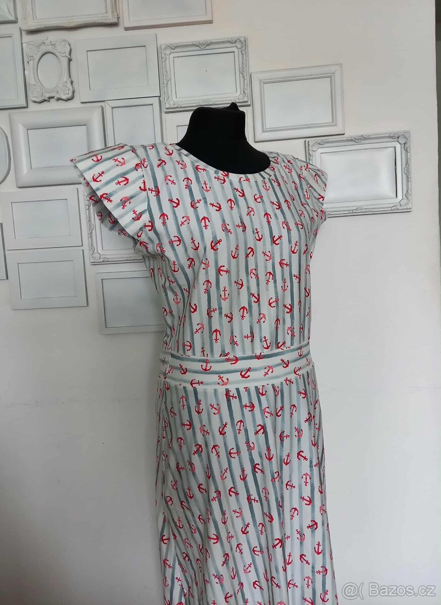 Bavlněné šaty s kotvami - 3