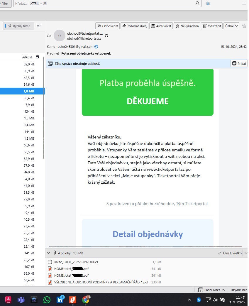 Predám vstupenky koncert Lucie 40 O2 Aréna Praha - 3