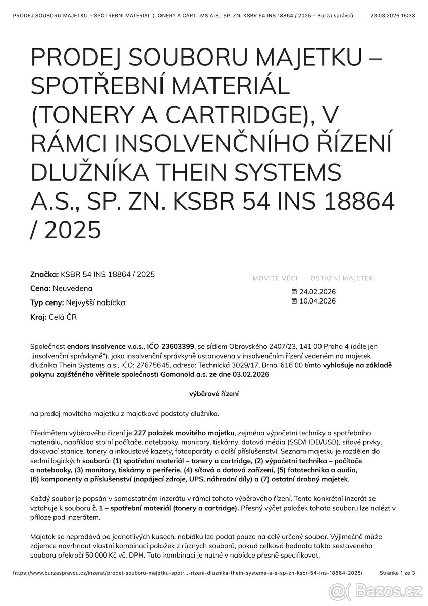 PRODEJ SOUBORU MAJETKU – SPOTŘEBNÍ MATERIÁL - 3