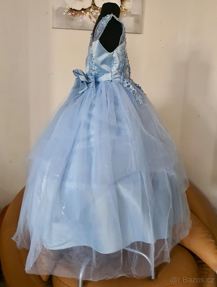 Světle modré elegantní dětské slavnostní šaty - 3
