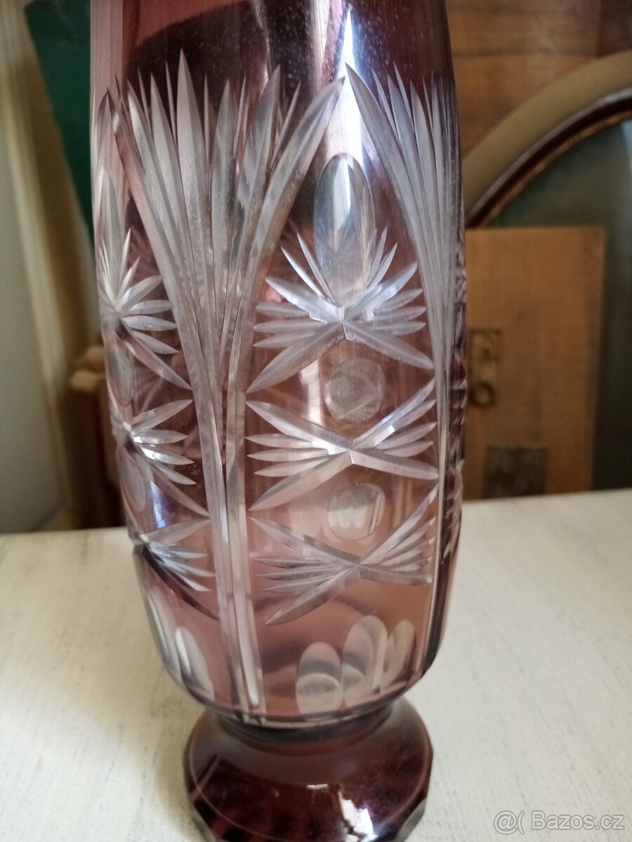 Vázy broušené sklo, hutní sklo - 3