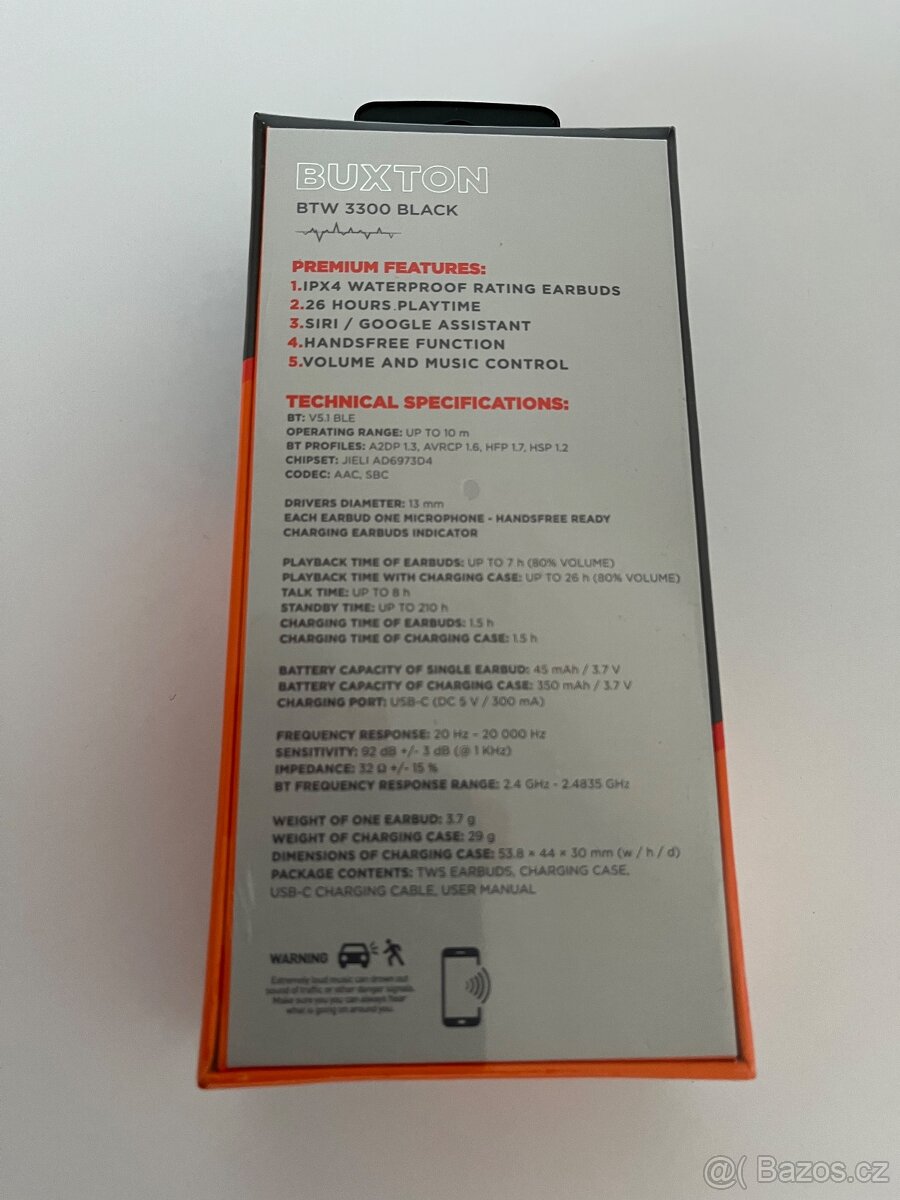 Bezdrátová sluchátka Buxton BTW 3300 Black TWS - 3