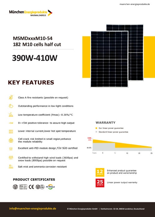 Fotovoltaický panel München MSMD410M10-54 410 W - 3