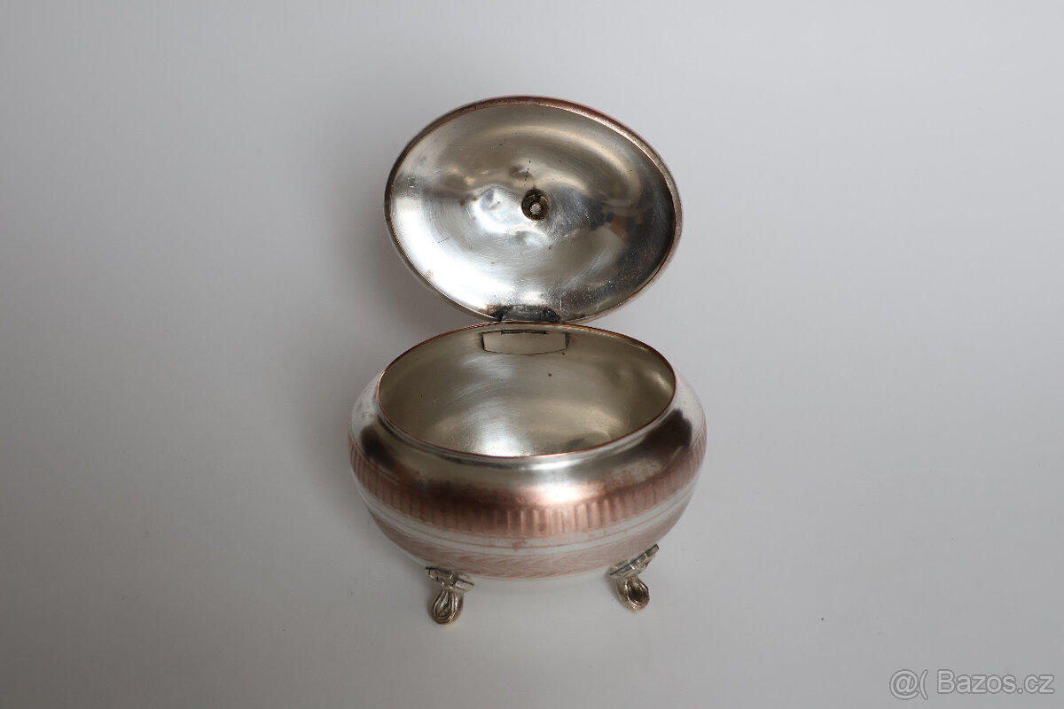 dóza krabička secesní, art deco postříbřená - 3