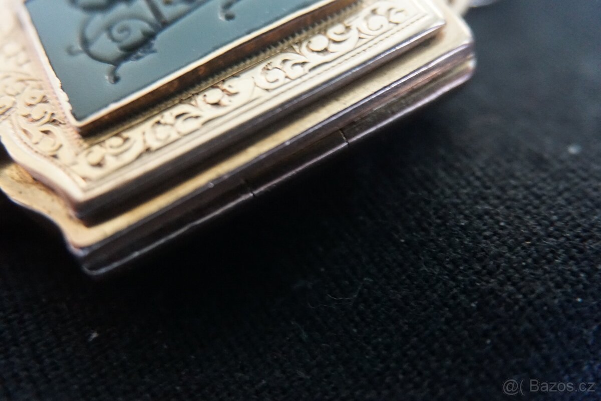 zlaty stary privesek,medailon na foto 14K zlato - 3