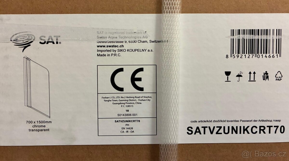 NOVÁ Vanová zástěna SAT 150x70 cm chrom SATVZUNIKCRT70 - 3