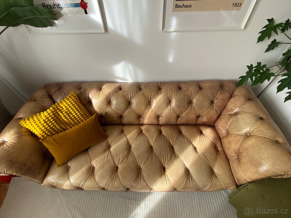 Pohovka chesterfield - celokožená - 3