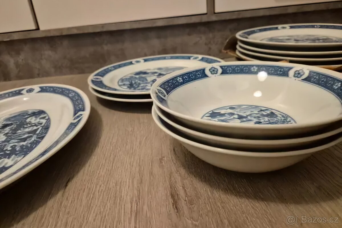 Modro bílé talíře a misky s čínským motivem 16ks - 3