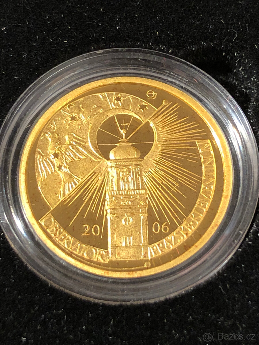 Zlatá mince Klementinum - observatoř proof - 3