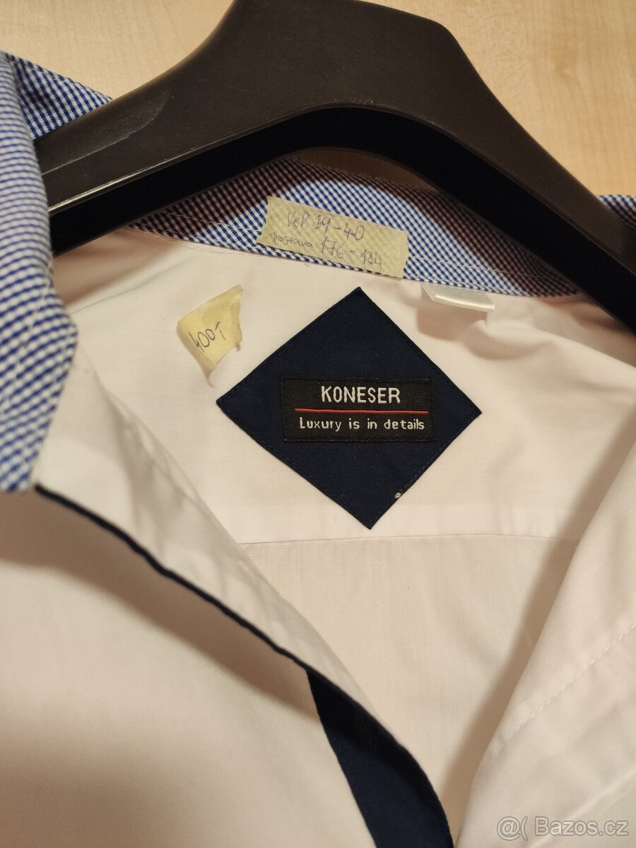 Pánská košile bílá s dlouhým rukávem - 3