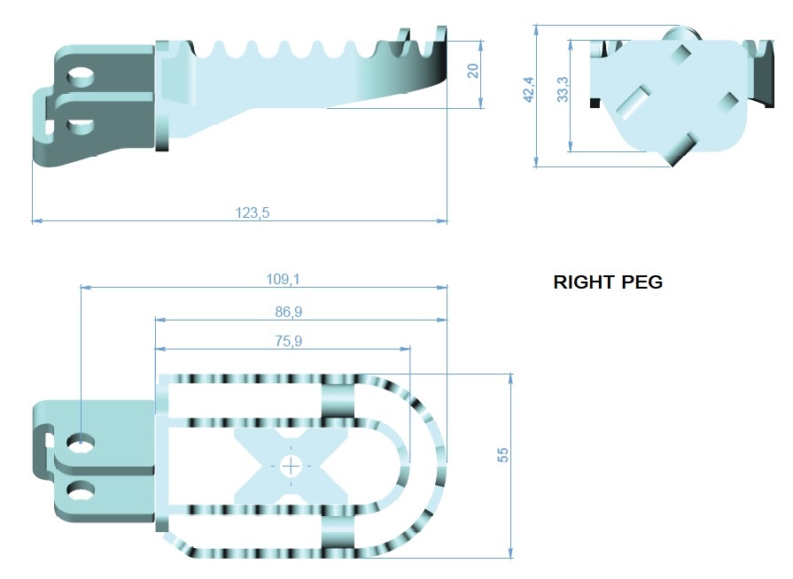 Rozšírené stupačky Honda XL650 - 700V Transalp - 3