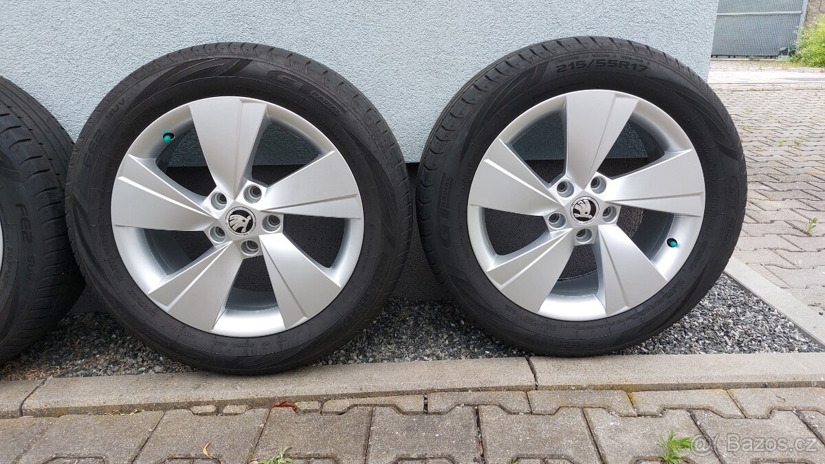 Alu kola 5x112 r17 Zeus orig skoda SUPERB III IV letní pneu - 3
