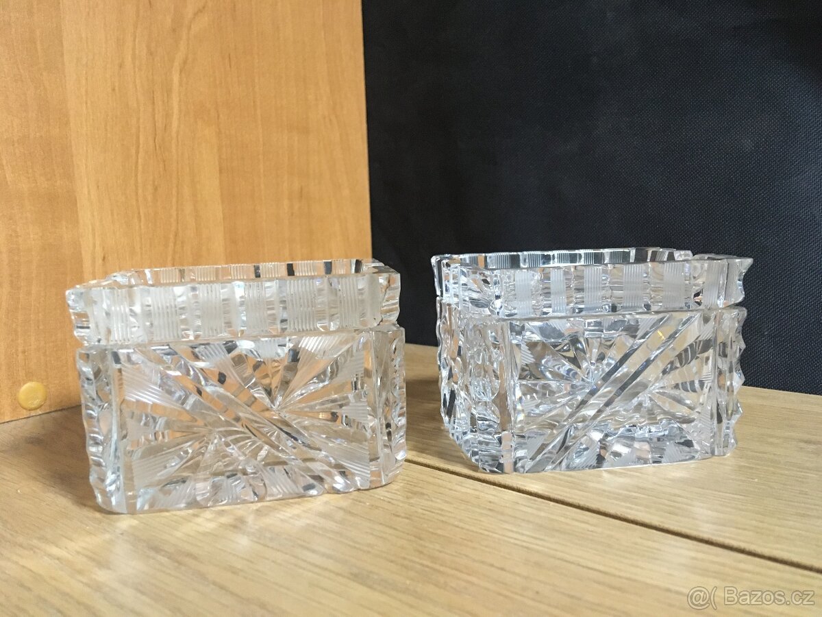 Broušená skleněná dóza malá 2x - 3