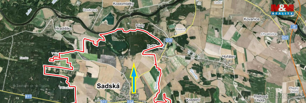 Prodej, pozemku, 334 m², Sadská - 3