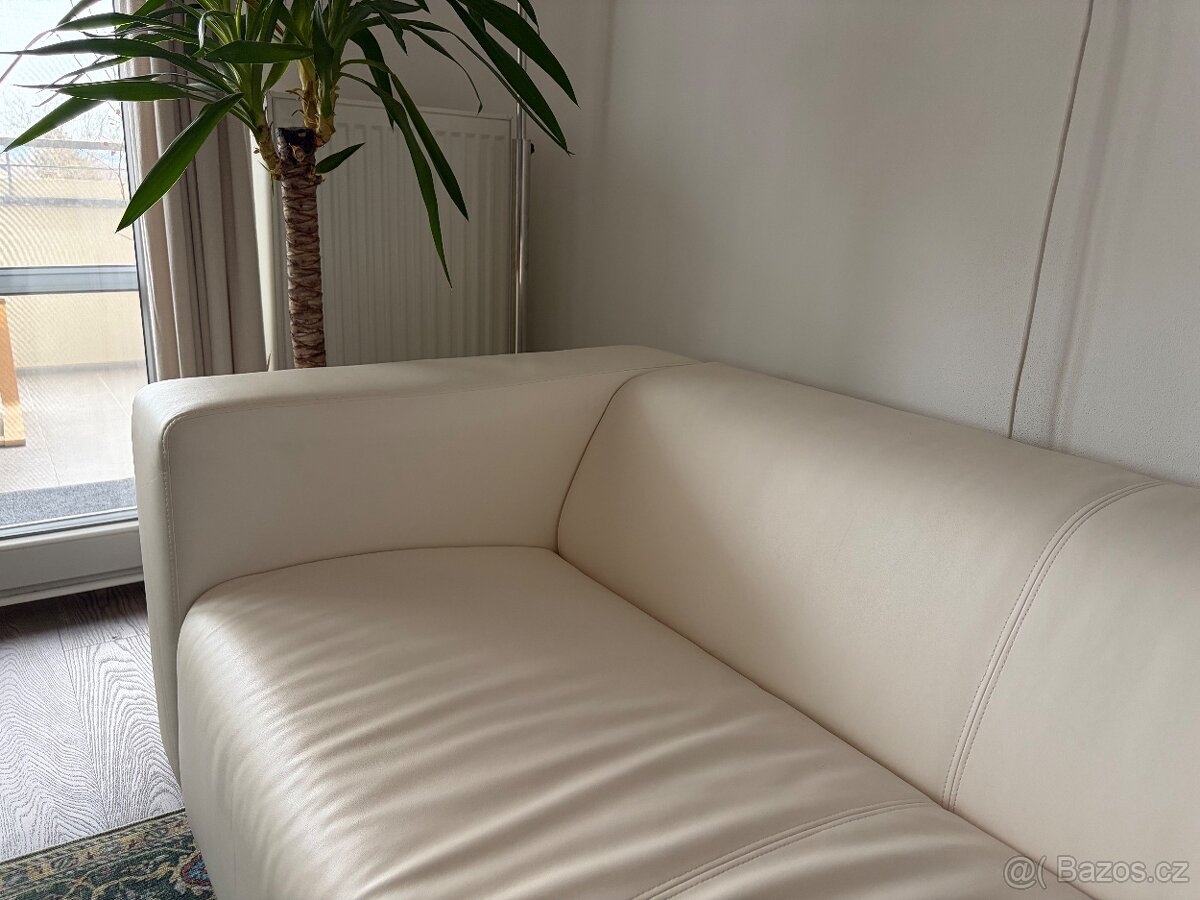 Kožená bílá sedačka/gauč - 3