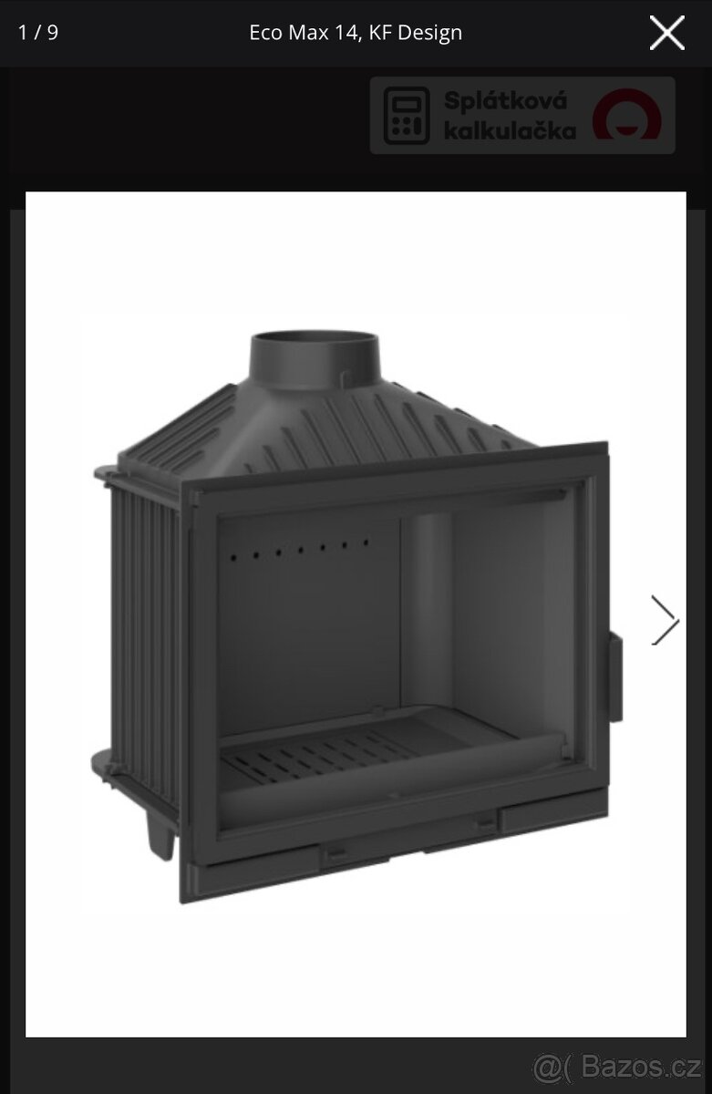 Celolitinová krbová vložka s velkým rovným prosklením. - 3