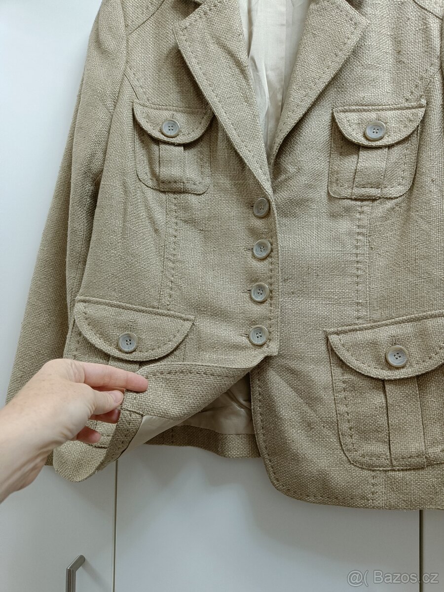 Dámské béžové hedvábné sako, vel. L - 3