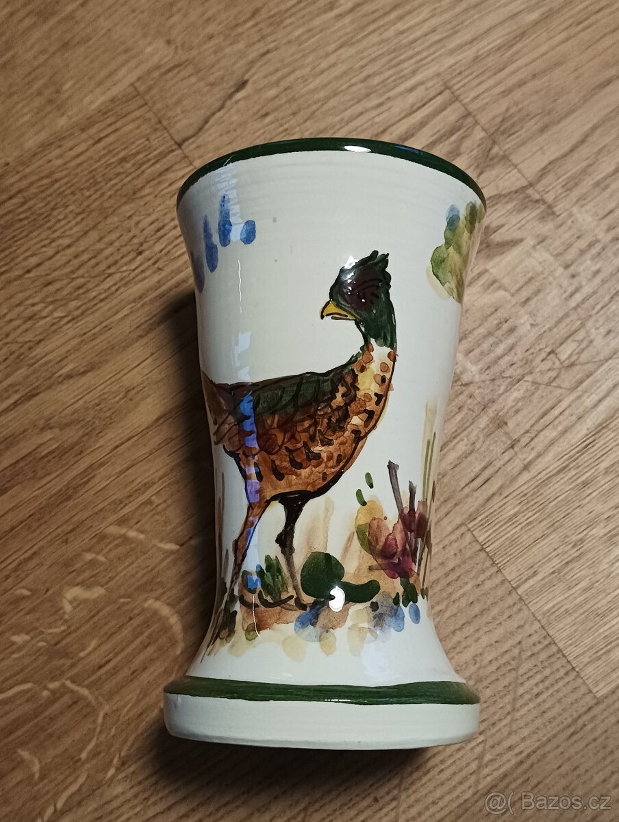 FAJÁNS RUČNĚ MALOVANÁ VÁZA MB SOLOGNE FRANCIE - 3