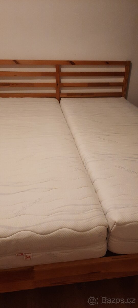 Postel IKEA Tarva 160 x 200 cm s roštem a dvěma matracemi - 3