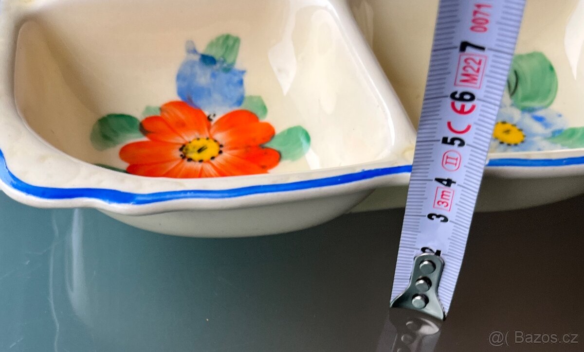 DITMAR URBACH – stará ručně malovaná dělená mísa, 4 přihrádk - 3