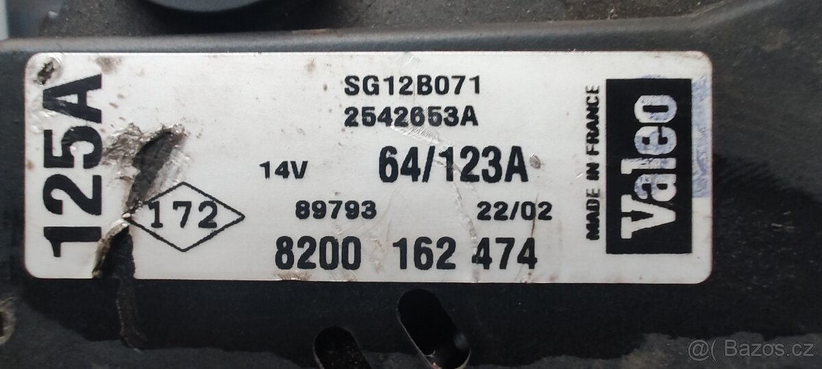 Alternátor Valeo 8200162474 125A - 3