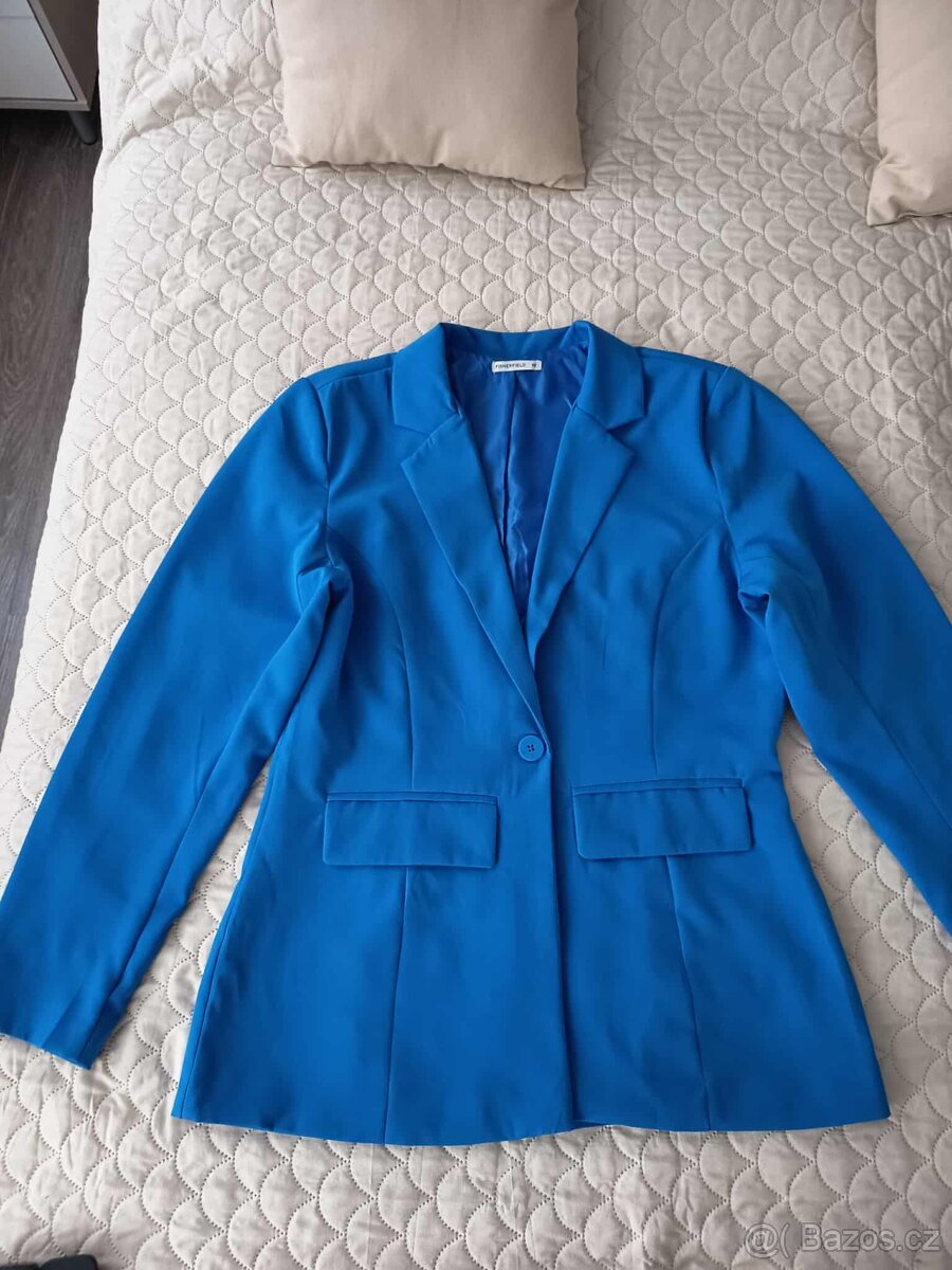 Dámský kalhotový kostým královská modrá barva vel.42 - 3