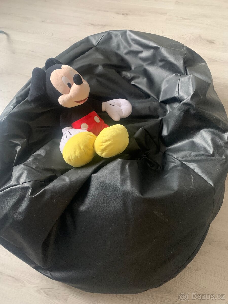 Kožený černý pytel/ vak na sezení - 3