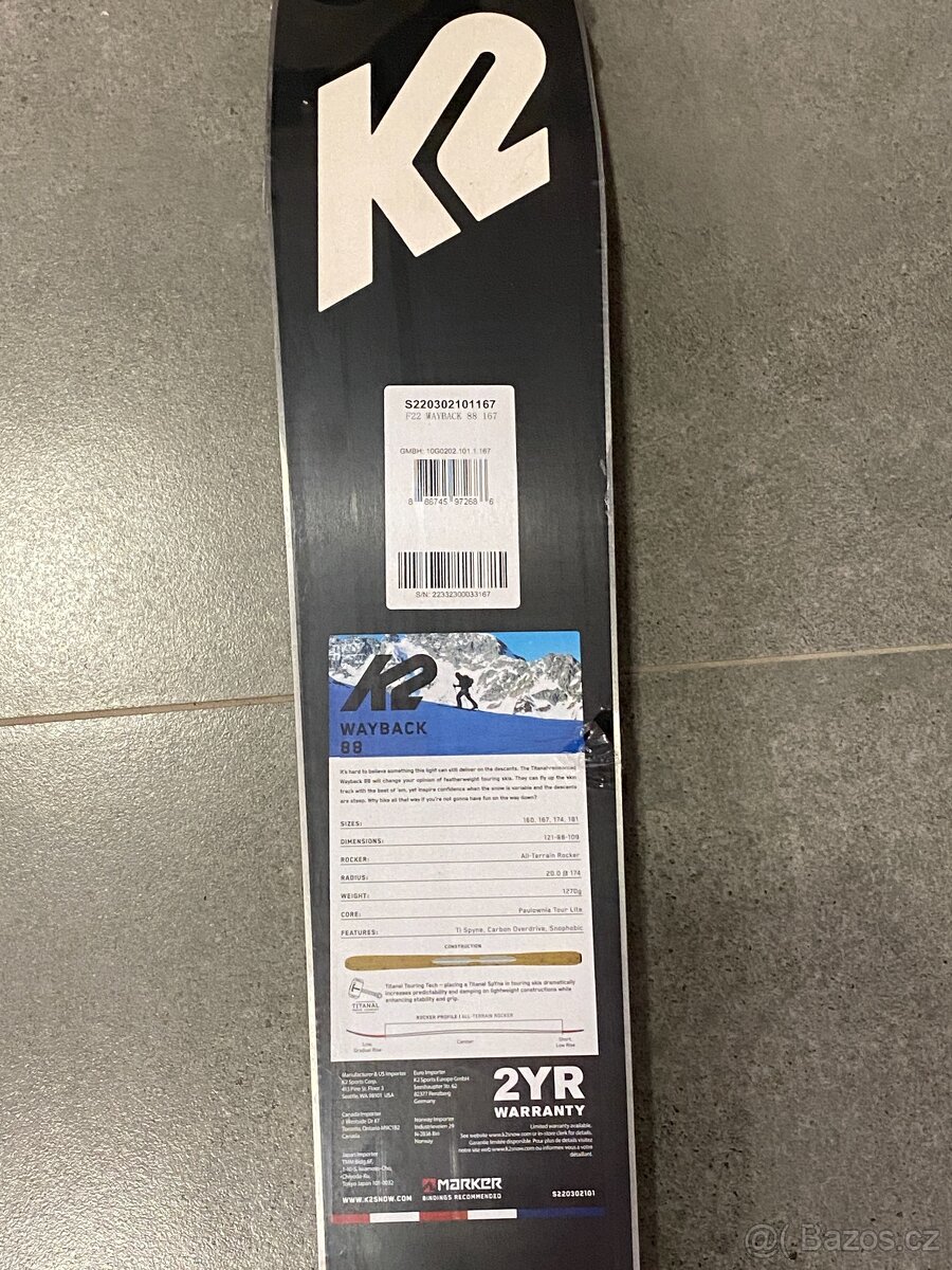 nové - skialp set K2 wayback 88 + vázání + pásy - 3