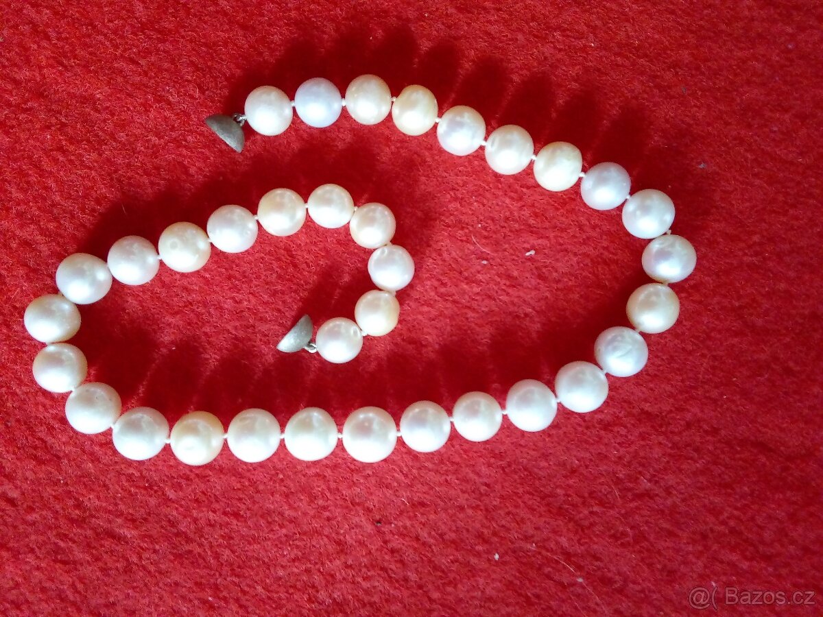 perlová šňůra,zlatá Davidova hvězda,vintage kříž zlato+akvam - 3