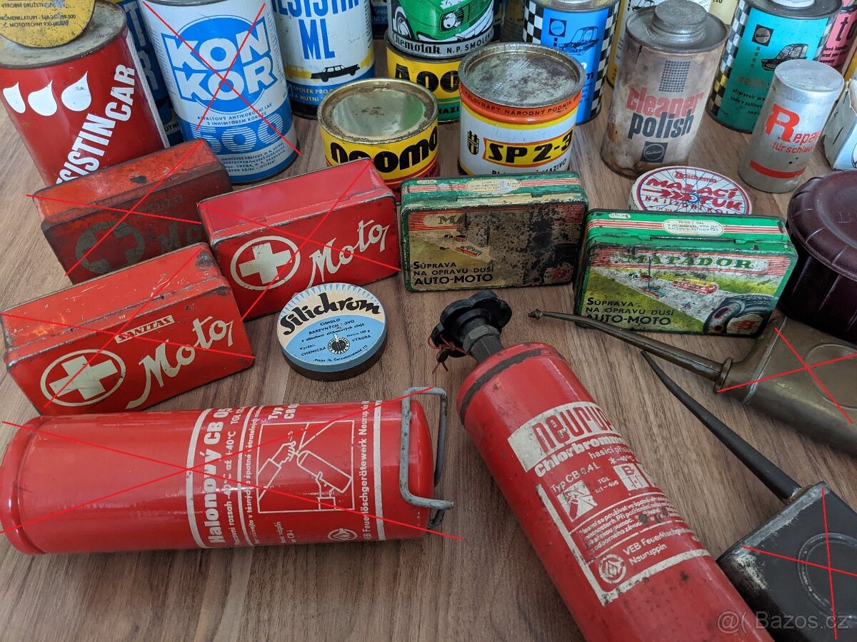 Staré plechovky, hasičáky a doplňky do veteránů - 3