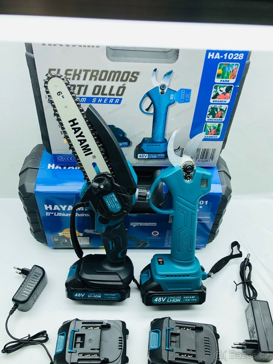 2v1 Aku nůžky + Aku pila + 4x baterie a příslušenství - 3