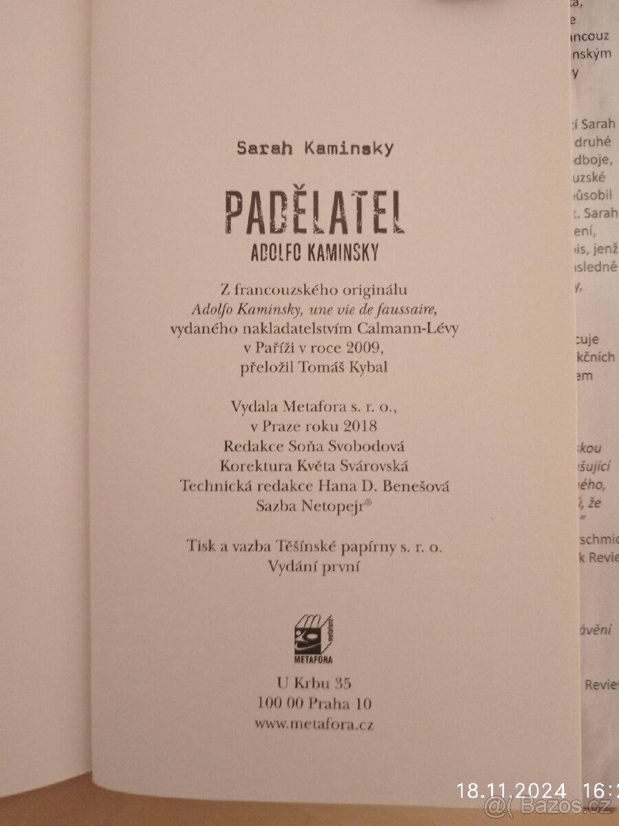 PADĚLATEL Adolfo Kaminsky, Sarah Kaminsky - 3