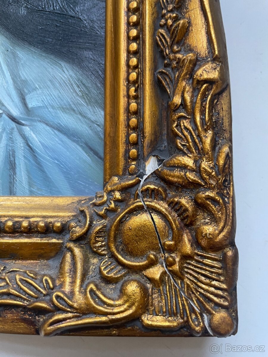 Obraz dívky - olej v rámu - 3