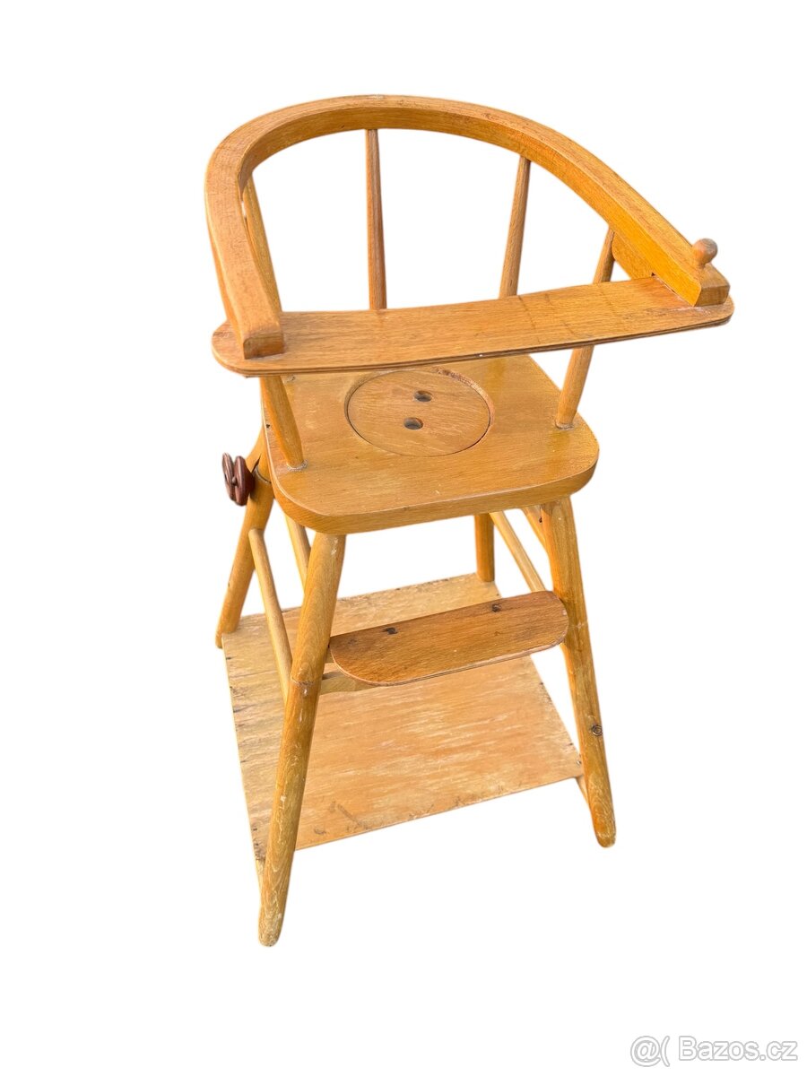 Retro dětská dřevěná jídelní židlička – 60.–70. léta - 3