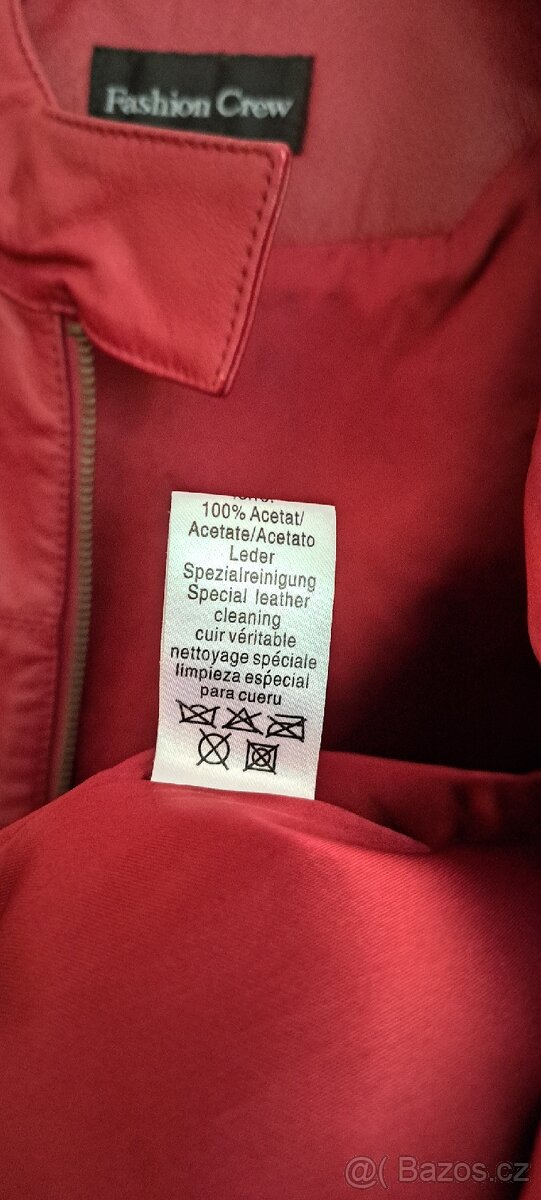 Červená - vínová kožená bunda - 3