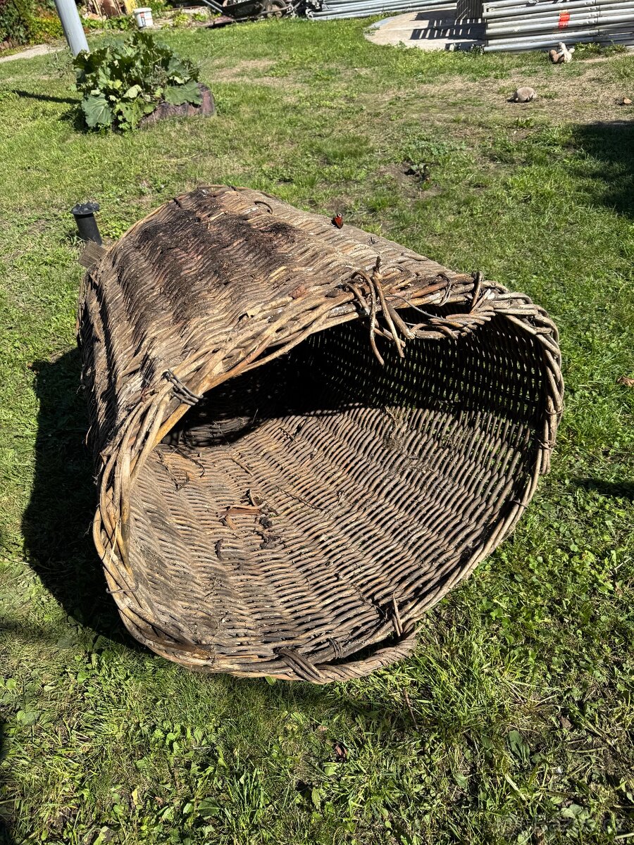 Mega velký proutěný koš - zachovalý - 3