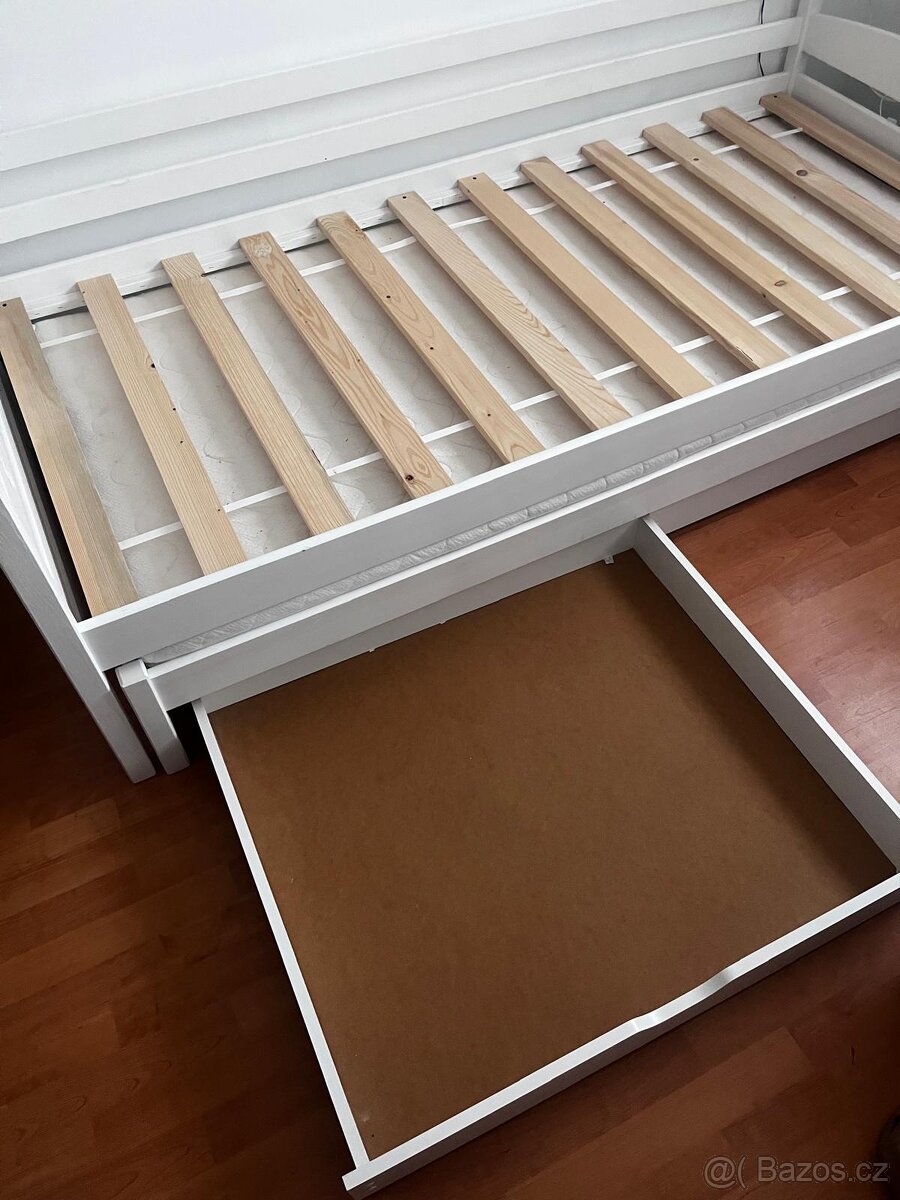 Bílá rozkládací postel s úložným prostorem 90 x 200 cm - 3