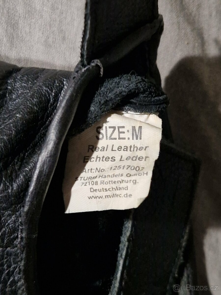 Kožené rukavice bezprsté, černé - 3